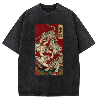 Tokyo-Tiger The Five Fierce Tigers Washed T-Shirt