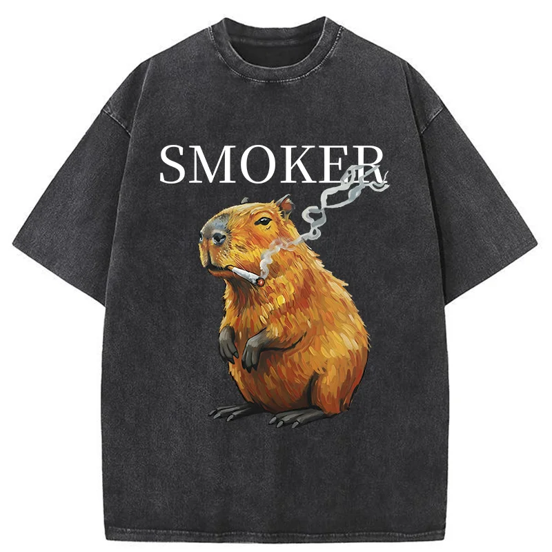 Tokyo-Tiger Obese Smokers Washed T-Shirt