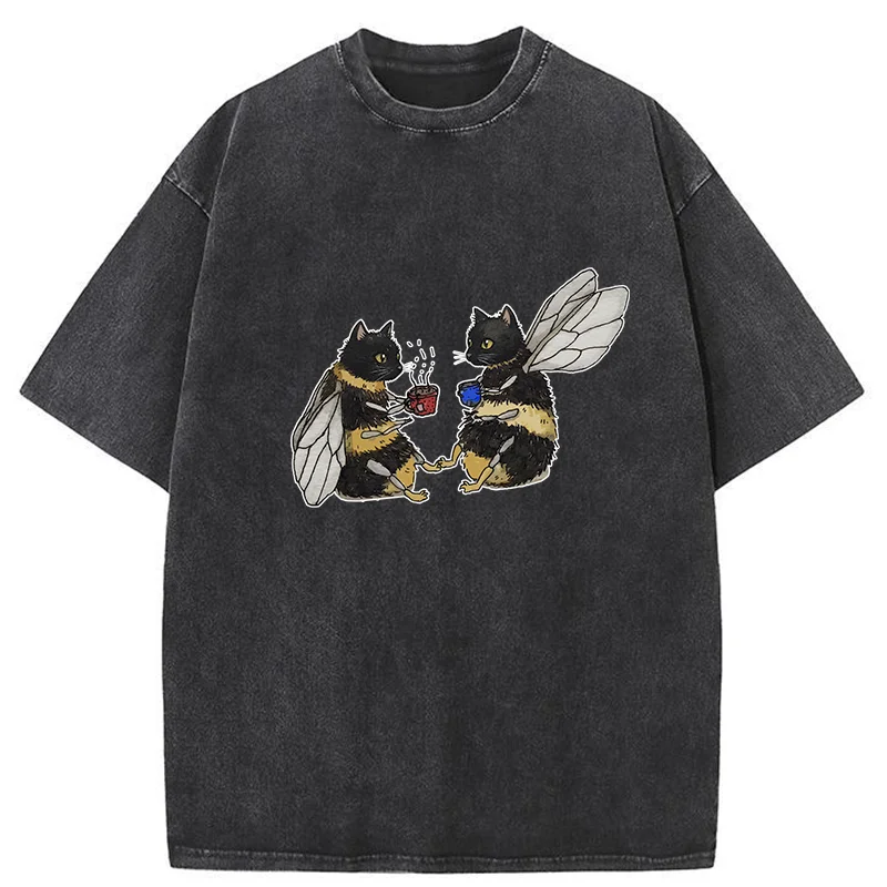 Tokyo-Tiger CatBees' Tea Party Washed T-Shirt