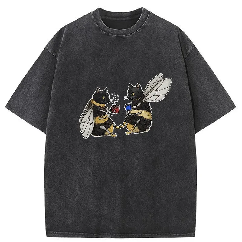 Tokyo-Tiger CatBees' Tea Party Washed T-Shirt