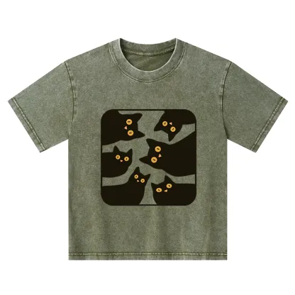 Tokyo-Tiger Cats Are Watching You Kids Washed T-Shirt