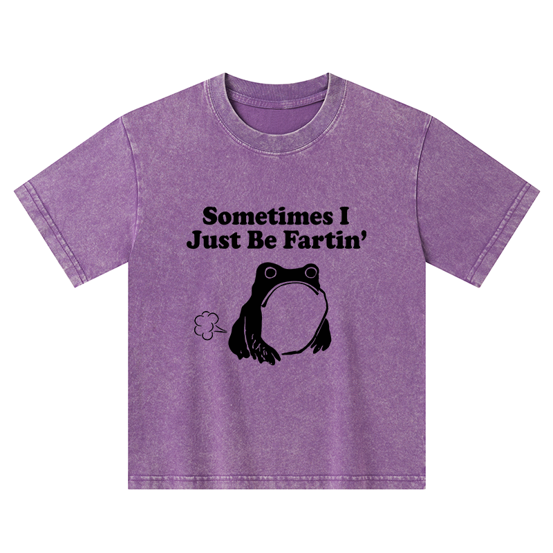 Tokyo-Tiger Farting Frog Japanese Kids Washed T-Shirt