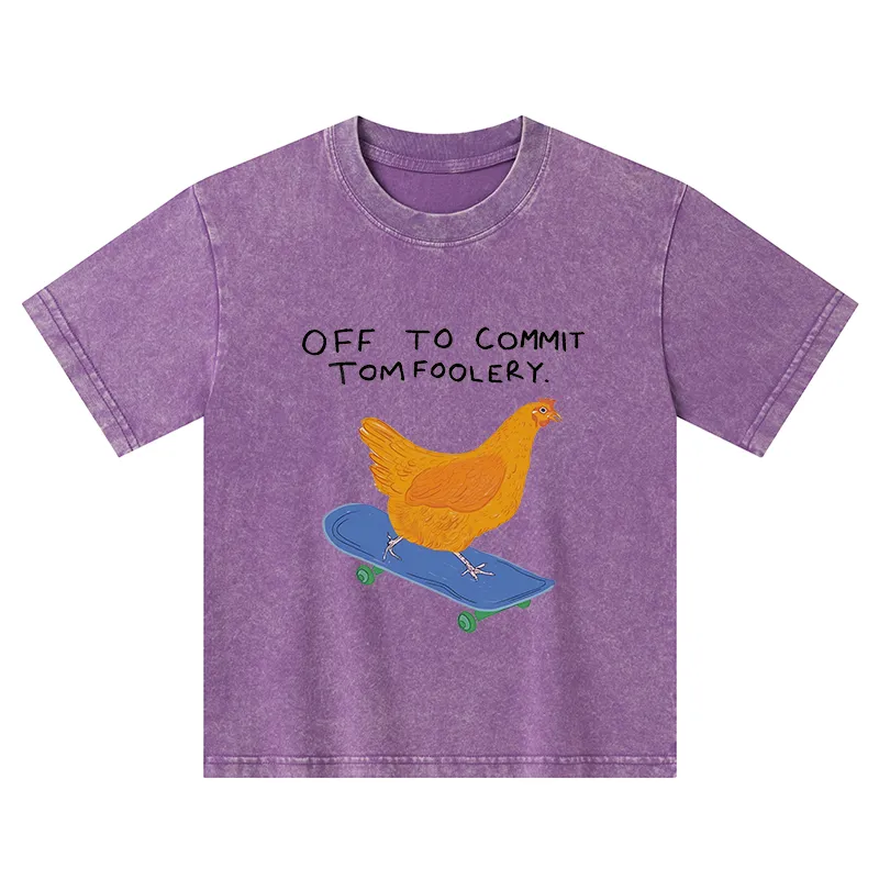 Tokyo-Tiger Chicken Was About To Do Something Bad Kids Washed T-Shirt
