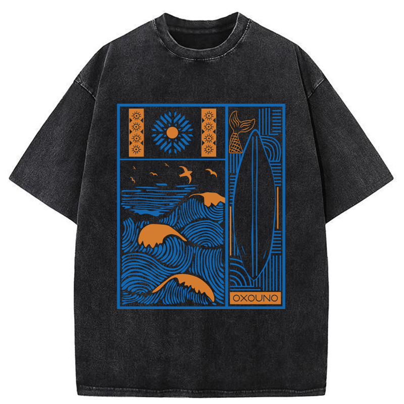 Tokyo-Tiger Minimalist Art Washed T-Shirt