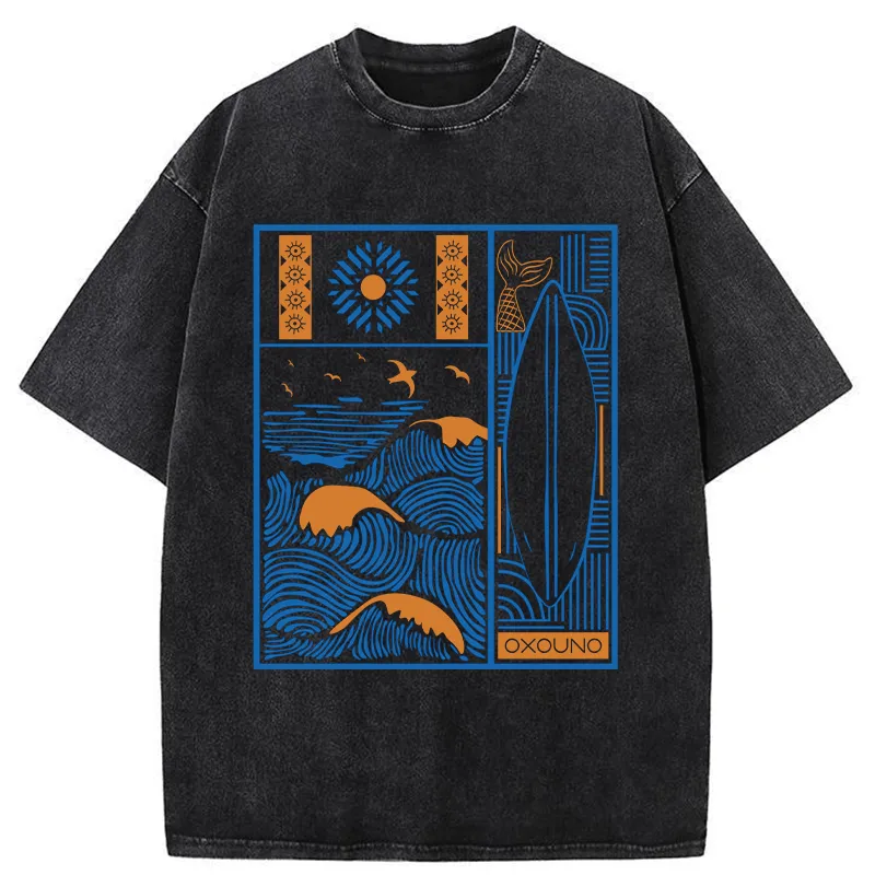Tokyo-Tiger Minimalist Art Washed T-Shirt