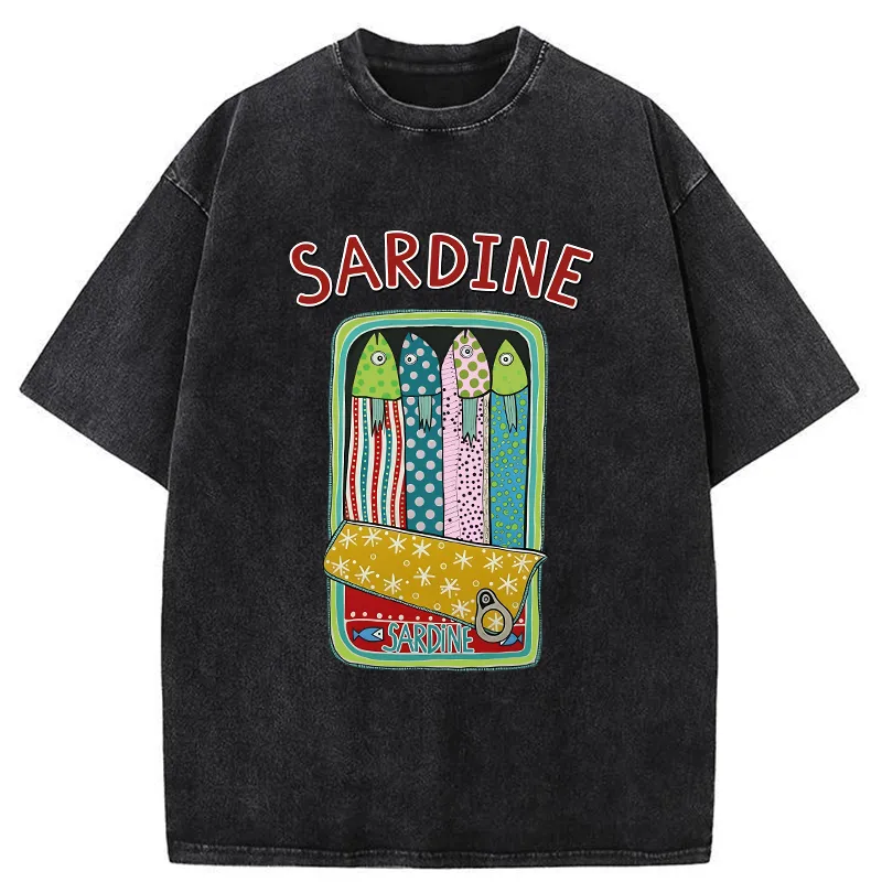 Tokyo-Tiger Colorful Sardines Washed T-Shirt