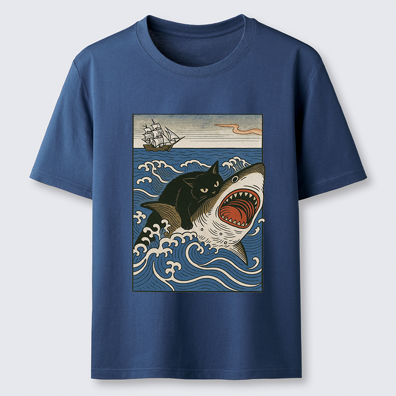 Tokyo-Tiger Cat Hunting Shark Classic T-Shirt