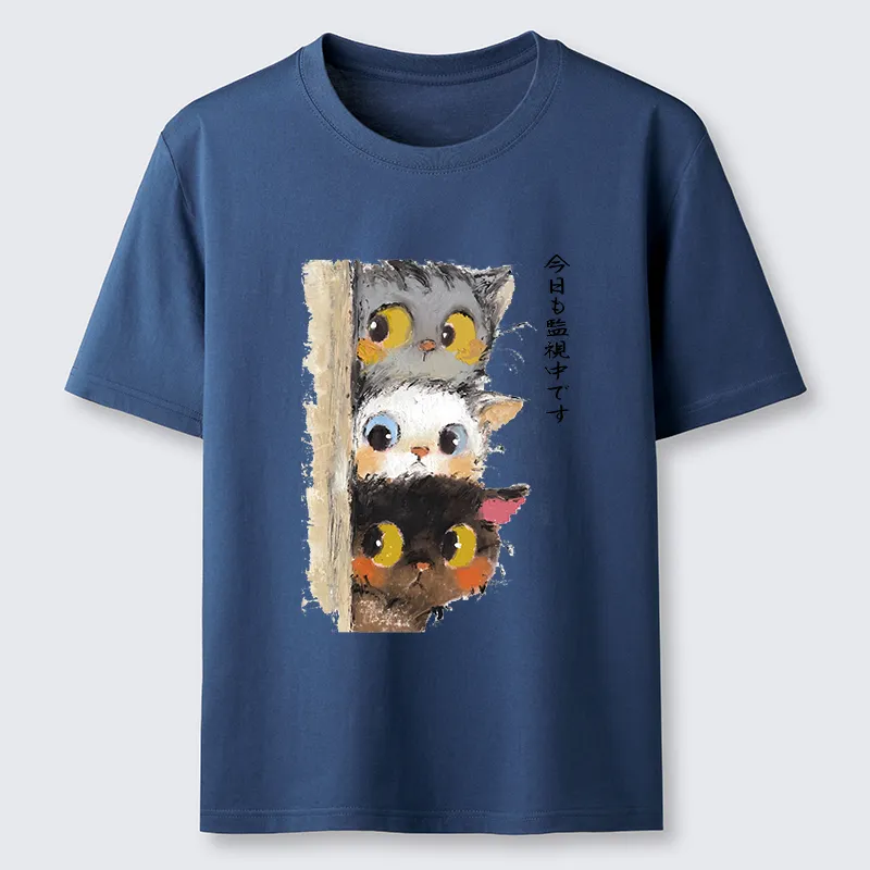 Tokyo-Tiger Three Cats Secretly Monitor Their Owner Classic T-Shirt