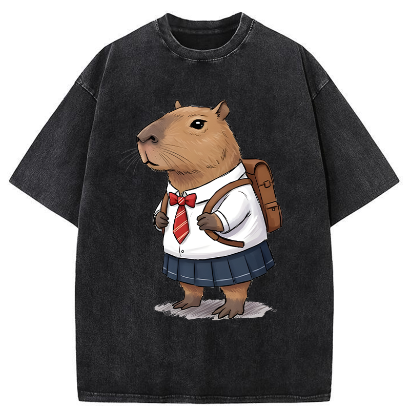 Tokyo-Tiger Capybara Wearing A Skirt Washed T-Shirt