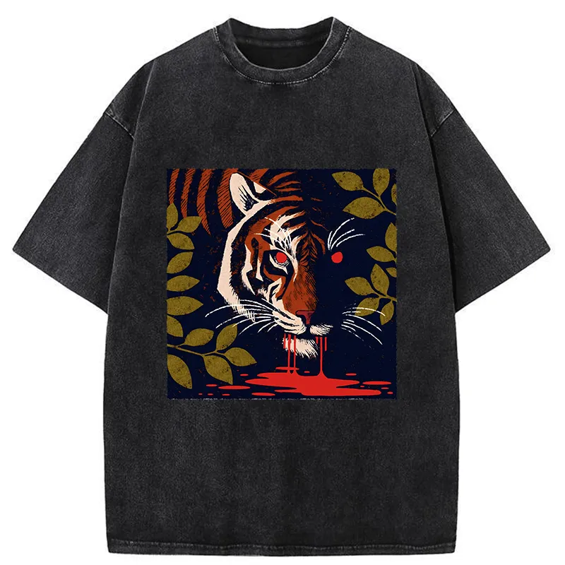 Tokyo-Tiger Tiger Lurking In The Darkness Washed T-Shirt