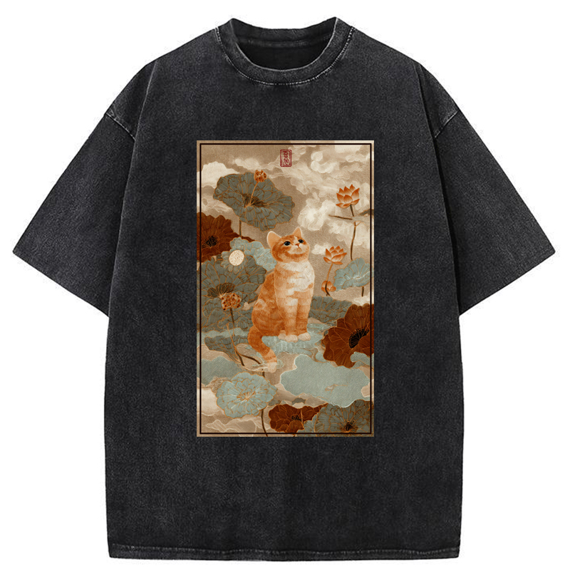 Tokyo-Tiger Lotus Pond Serenity Washed T-Shirt