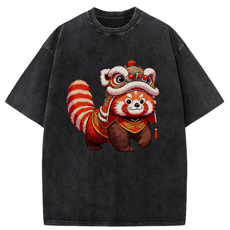 Tokyo-Tiger Raccoon Lion Dance Washed T-Shirt