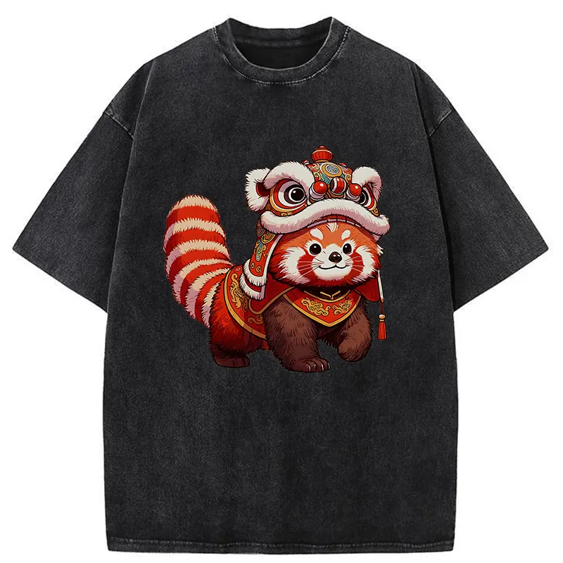 Tokyo-Tiger Raccoon Lion Dance Washed T-Shirt