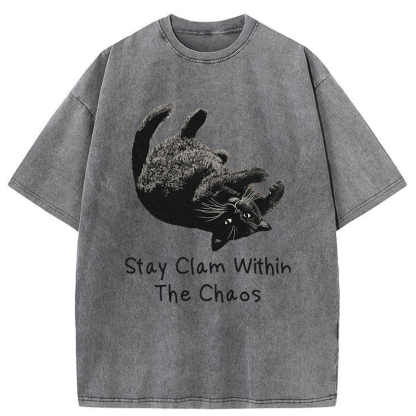 Tokyo-Tiger Stay Clam Within The Chaos Washed T-Shirt