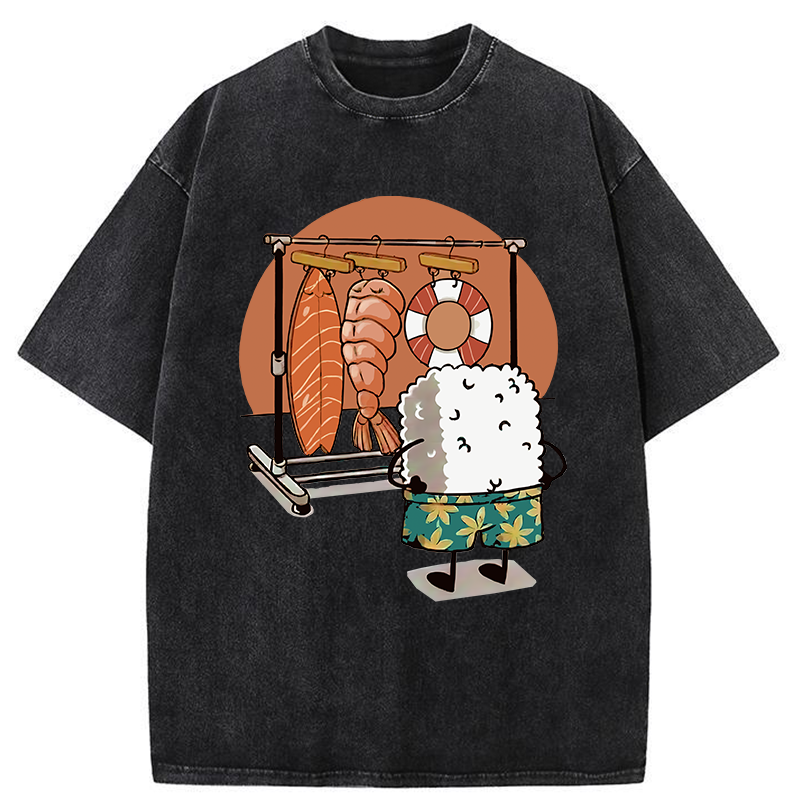 Tokyo-Tiger Sushi Is Getting Ready To Go Swimming Washed T-Shirt