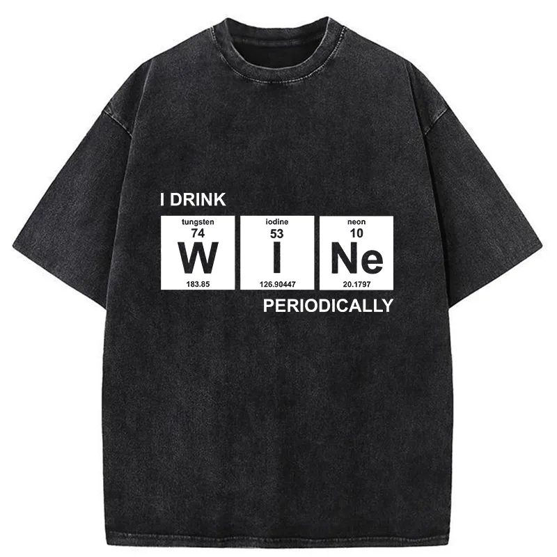 Tokyo-Tiger Periodic Table Of Alcoholic Beverages Washed T-Shirt
