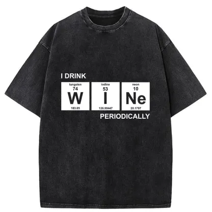 Tokyo-Tiger Periodic Table Of Alcoholic Beverages Washed T-Shirt