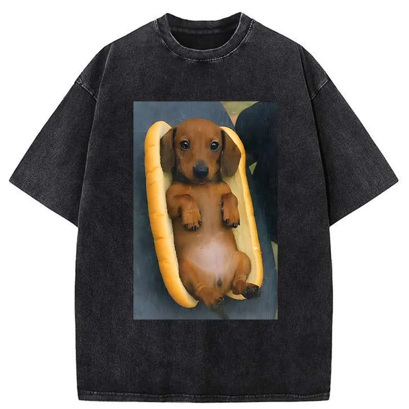 Tokyo-Tiger Dachshund Funny Washed T-Shirt
