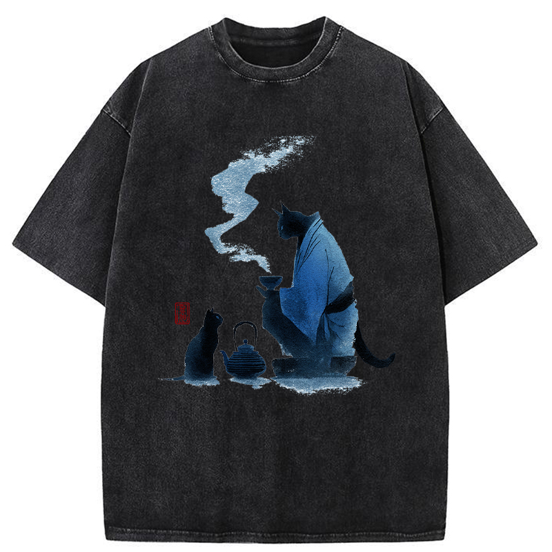 Tokyo-Tiger Midnight Tea Ceremony Washed T-Shirt