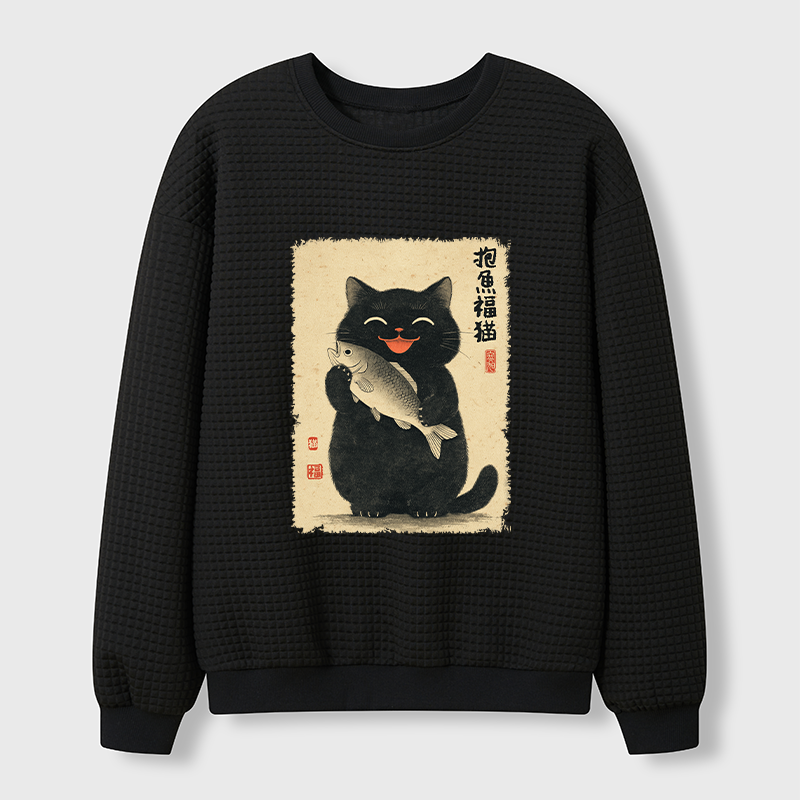 Tokyo-Tiger A Lucky Cat’s Catch Waffle Sweatshirt