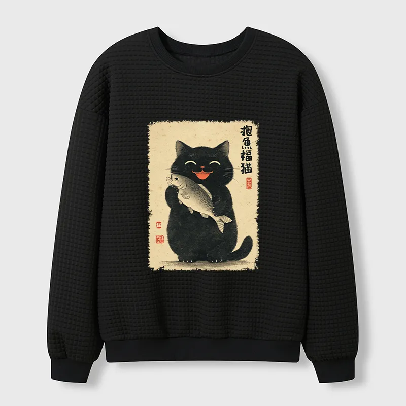 Tokyo-Tiger A Lucky Cat’s Catch Waffle Sweatshirt