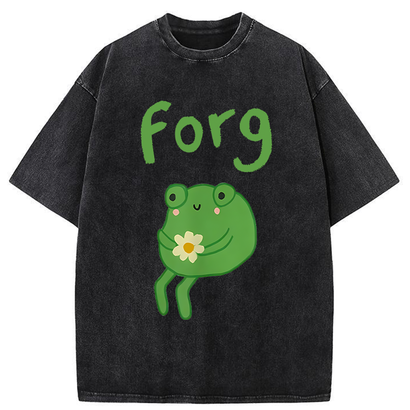 Tokyo-Tiger Cute Forg Funny Washed T-Shirt