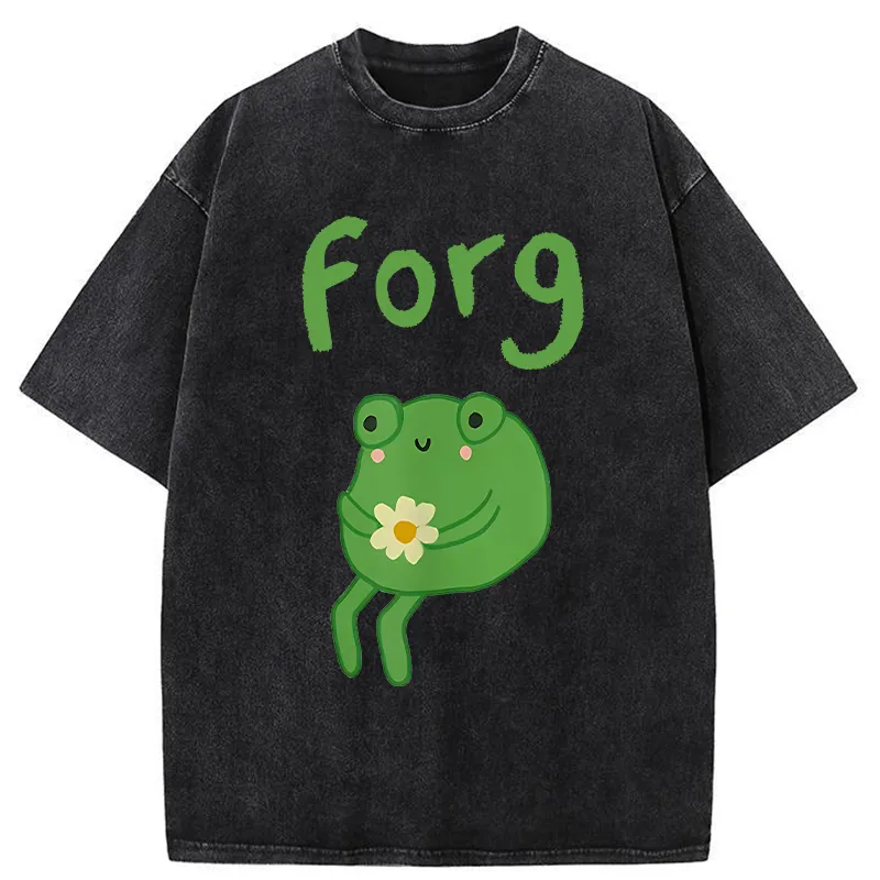 Tokyo-Tiger Cute Forg Funny Washed T-Shirt