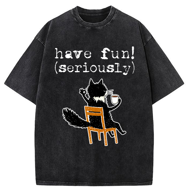 Tokyo-Tiger Have Fun Cat Washed T-Shirt