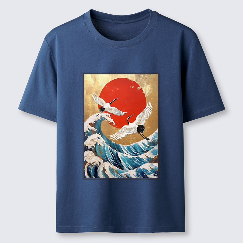 Tokyo-Tiger Cranes And Waves Ukiyo-e Classic T-Shirt