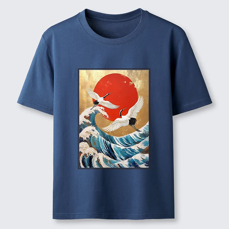 Tokyo-Tiger Cranes And Waves Ukiyo-e Classic T-Shirt
