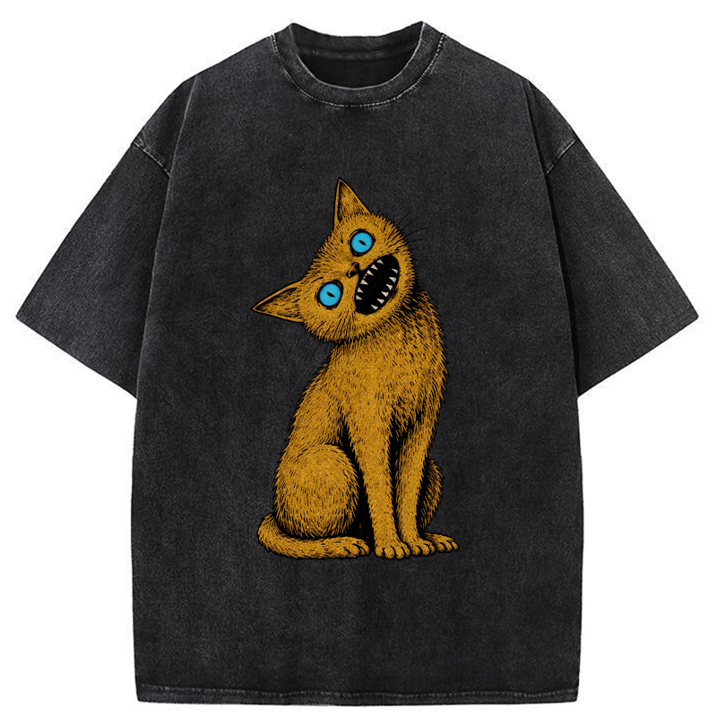 Tokyo-Tiger Horror Cat Japanese Washed T-Shirt