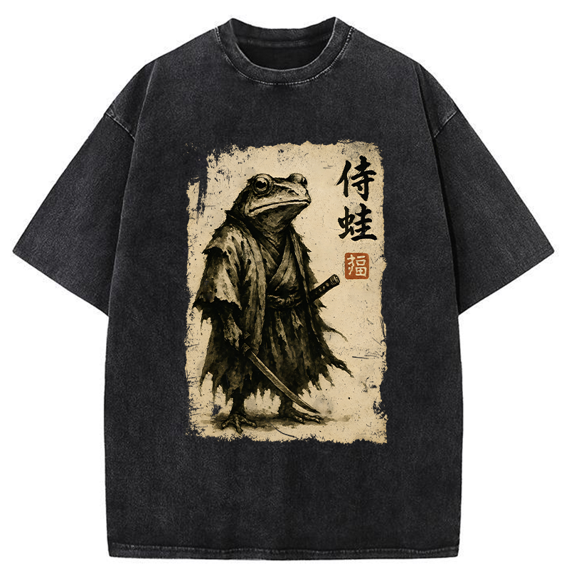 Tokyo-Tiger Retro Frog Samurai Washed T-Shirt