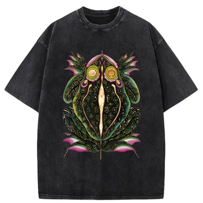 Tokyo-Tiger Retro Weird Frog Washed T-Shirt