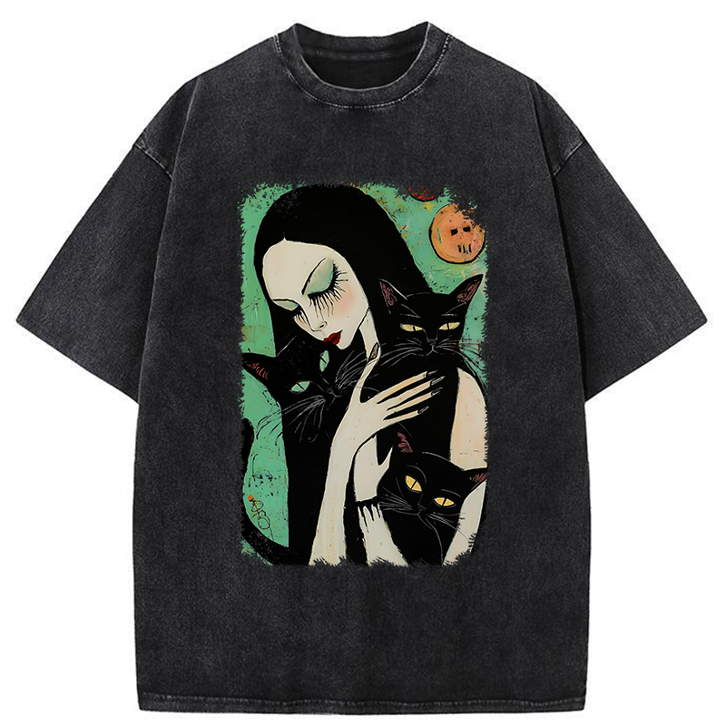 Tokyo-Tiger Me And My Black Cat Washed T-Shirt