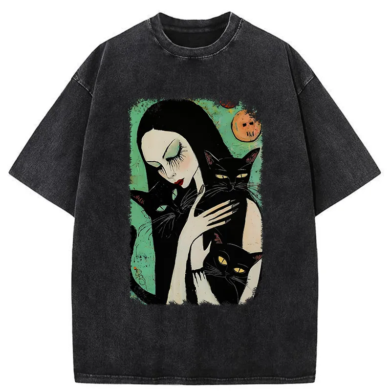 Tokyo-Tiger Me And My Black Cat Washed T-Shirt