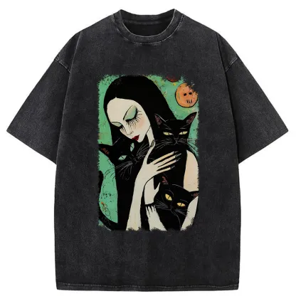 Tokyo-Tiger Me And My Black Cat Washed T-Shirt