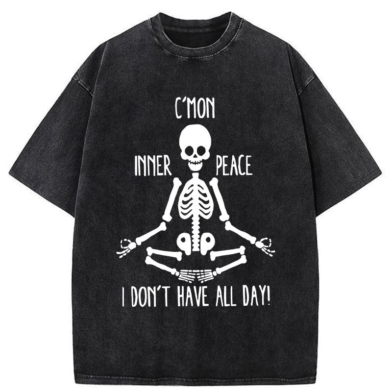 Tokyo-Tiger A Skeleton Doing Yoga Washed T-Shirt