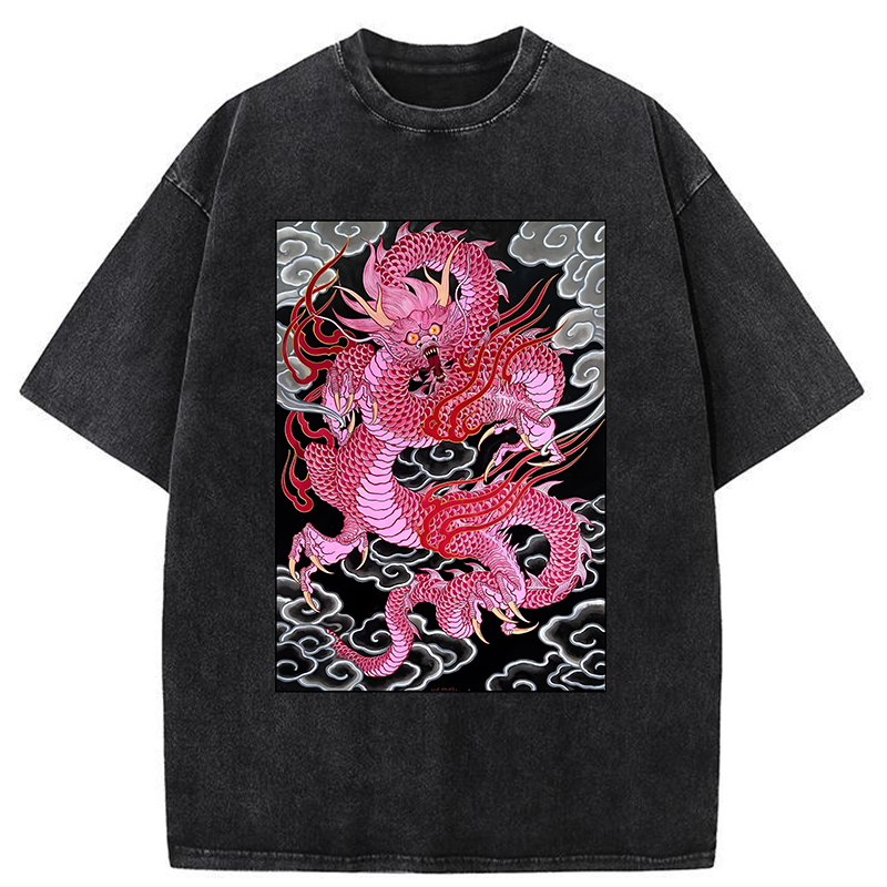 Tokyo-Tiger Pink Dragon Washed T-Shirt