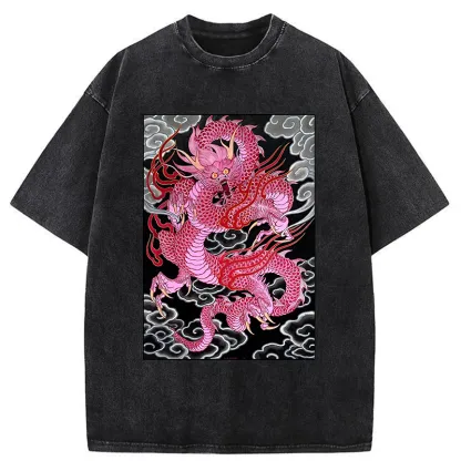Tokyo-Tiger Pink Dragon Washed T-Shirt