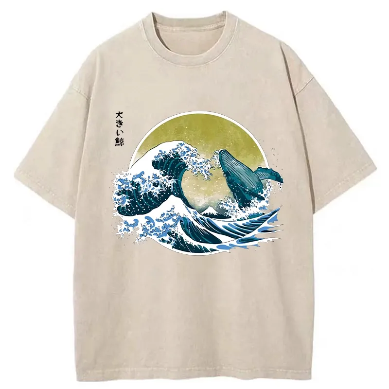 Tokyo-Tiger The Great Wave Off Whale Washed T-Shirt