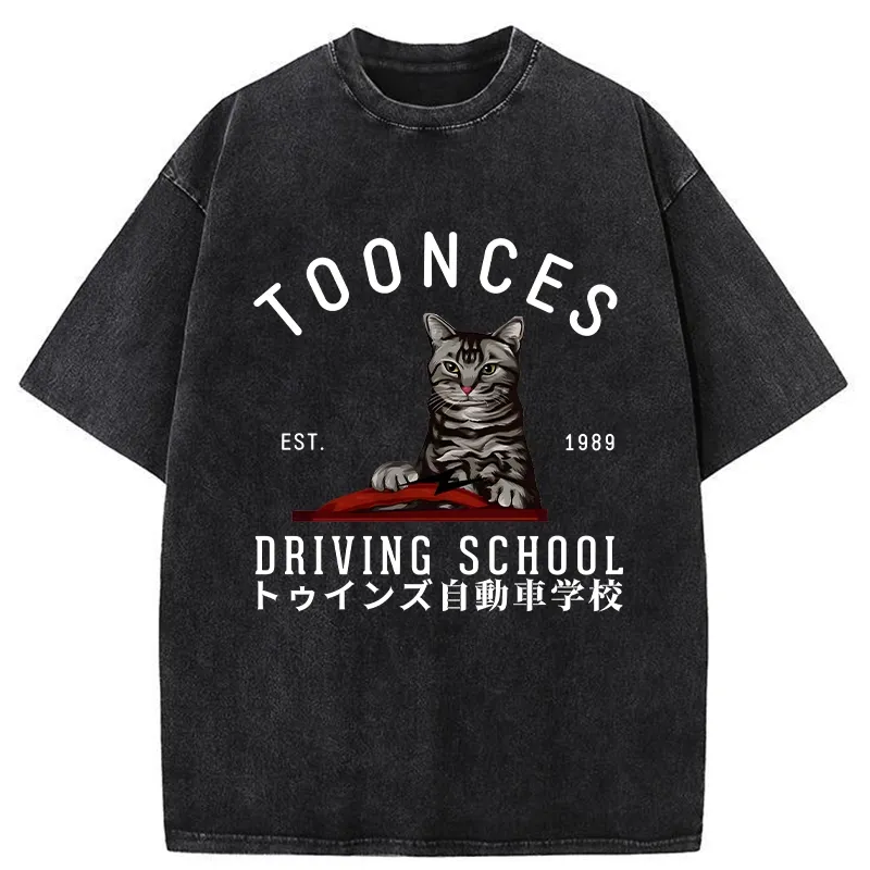Tokyo-Tiger Toonces Driving School Washed T-Shirt Sale