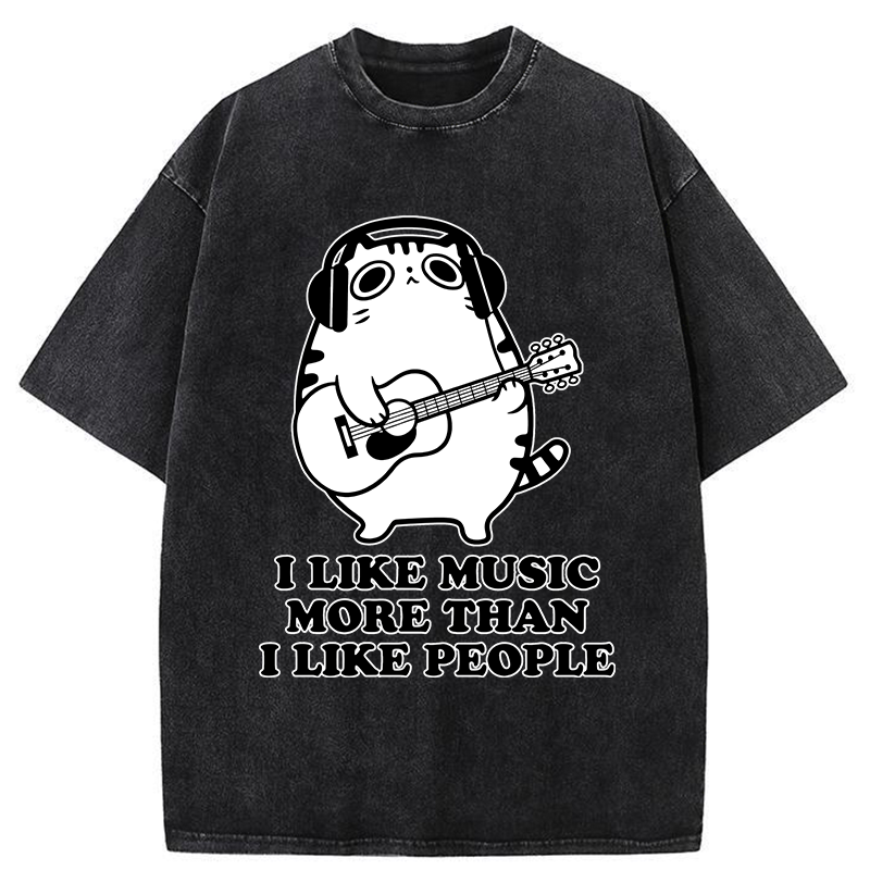 Tokyo-Tiger Music Cat Washed T-Shirt
