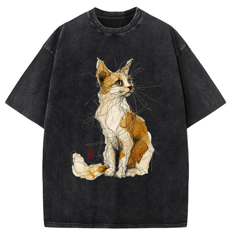 Tokyo-Tiger Untitled Cat Washed T-Shirt