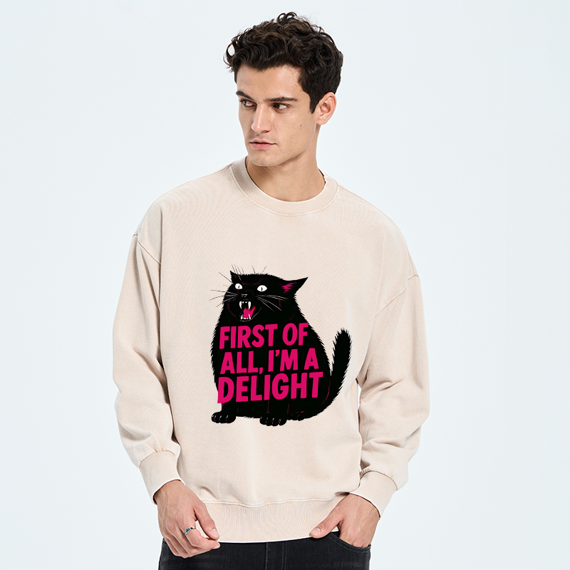 Tokyo-Tiger Roaring Black Cat Washed Sweatshirt