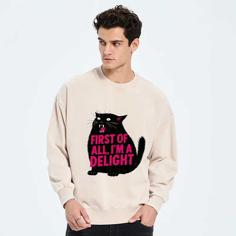 Tokyo-Tiger Roaring Black Cat Washed Sweatshirt