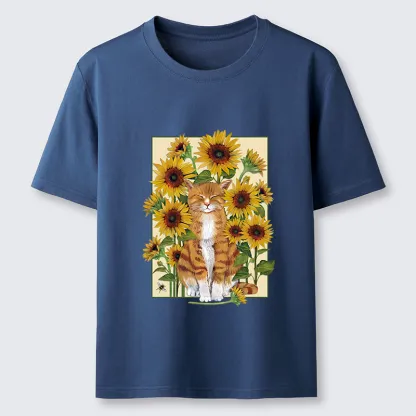 Tokyo-Tiger Sunflower And Orange Cat Classic T-Shirt