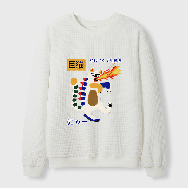 Tokyo-Tiger Fire-breathing Giant Cat Waffle Sweatshirt