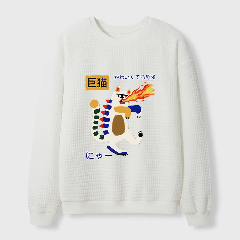 Tokyo-Tiger Fire-breathing Giant Cat Waffle Sweatshirt