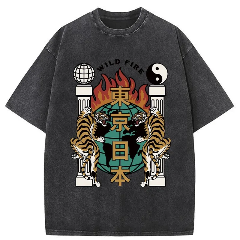 Tokyo-Tiger Terrifying TokyoTiger Washed T-Shirt