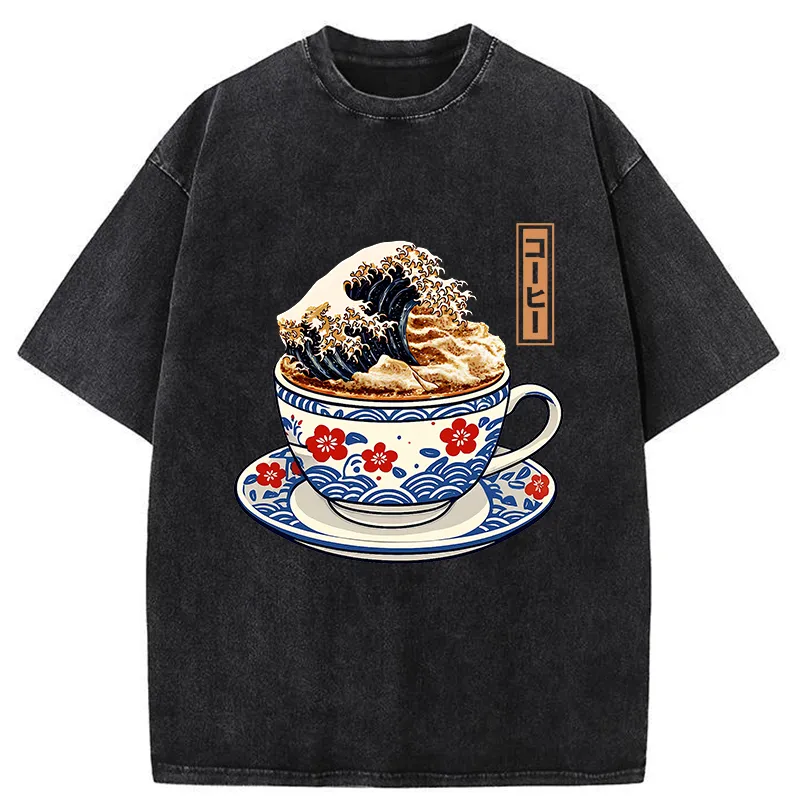 Tokyo-Tiger Coffee Wave Foam Washed T-Shirt